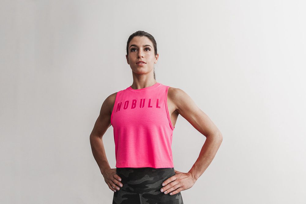 NOBULL Women's Muscle Tank Tops - Neon Pink - Ireland (1047MNARE)